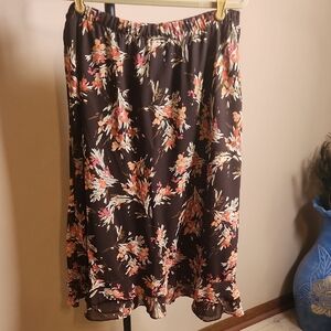 R&K Black Floral A-Line Skirt